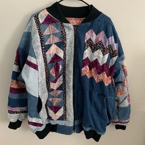 Handmade patchwork bomber jacket